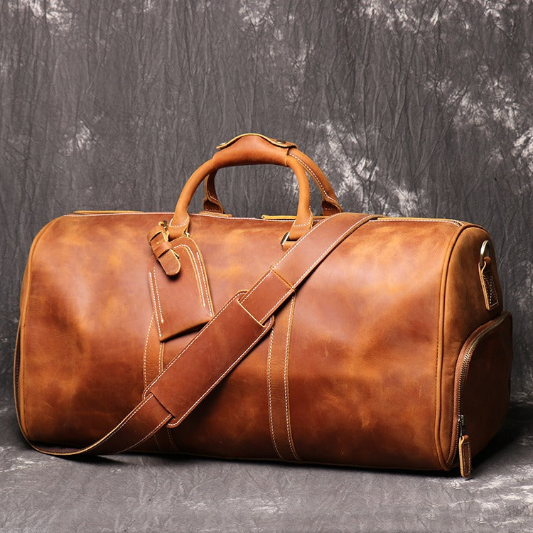 Sac de voyage en cuir de vachette style rétro