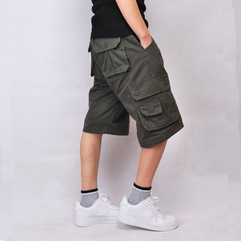 Bermuda cargo homme en coton à poches multiples