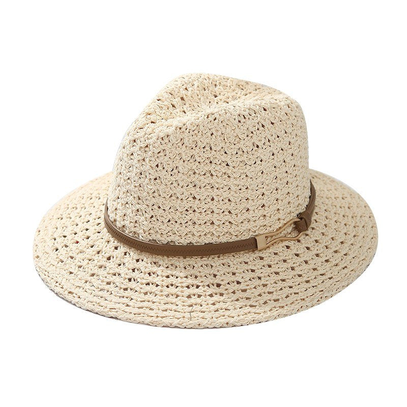 Chapeau d’été femme ajouré à ruban contrastant