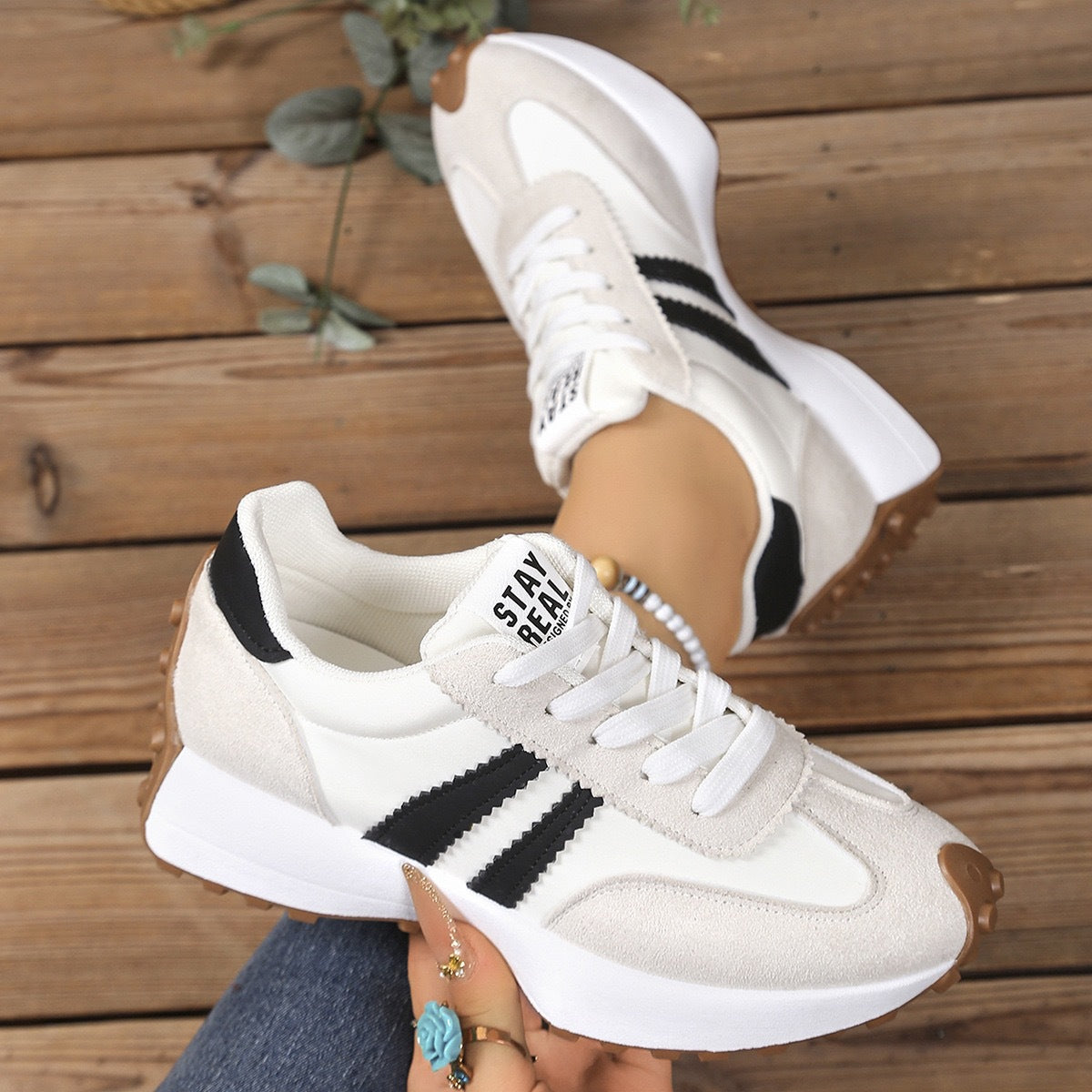 Sneakers Dad Shoes Femme – Semelle Épaisse, Microfibre, Toutes Saisons