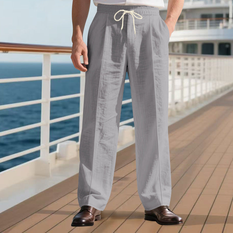 Pantalon ample homme en lin mélangé