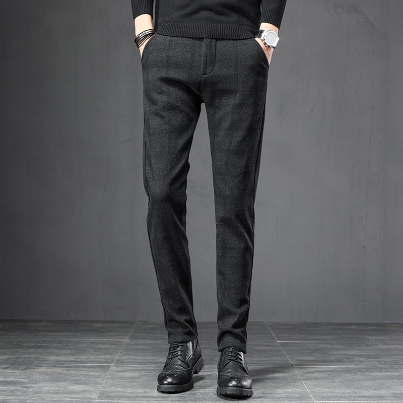 Pantalon homme slim à carreaux stretch
