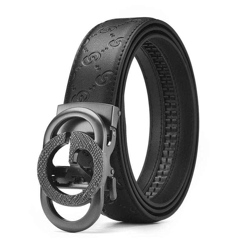 Ceinture homme en cuir à motifs et boucle automatique