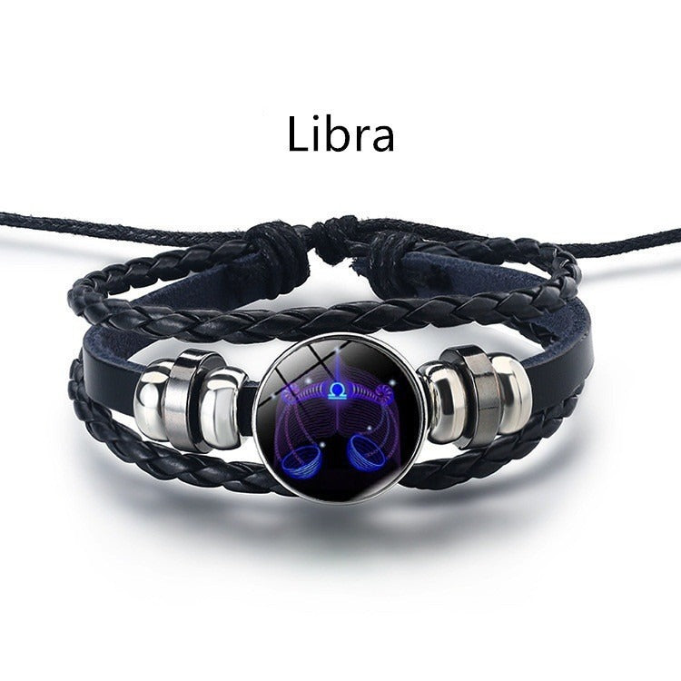 Bracelet Cuir Signe du Zodiaque – Style Rétro Mode Européenne