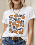 T-shirt femme blanc à motif de kakis – coupe ample