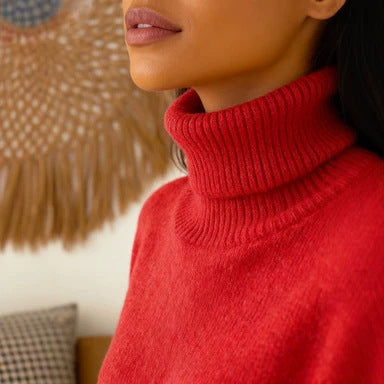 Oversized-Strickpullover mit Stehkragen für Damen