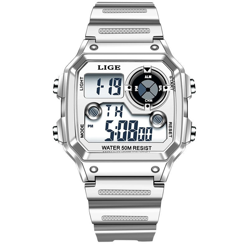 LIGE Elektronische Herrenuhr – Leuchtend, Chronograph & Wasserdichter Alarm 30M