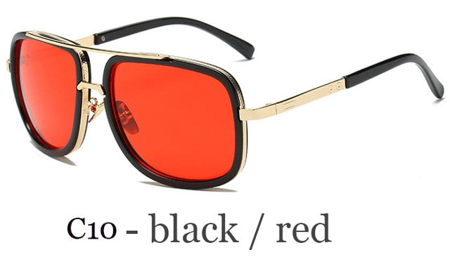 Lunettes de Soleil Grand Cadre Carré – Monture Métal Rétro Vintage Homme & Femme