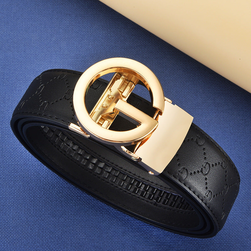 Ceinture homme en cuir à motifs et boucle automatique