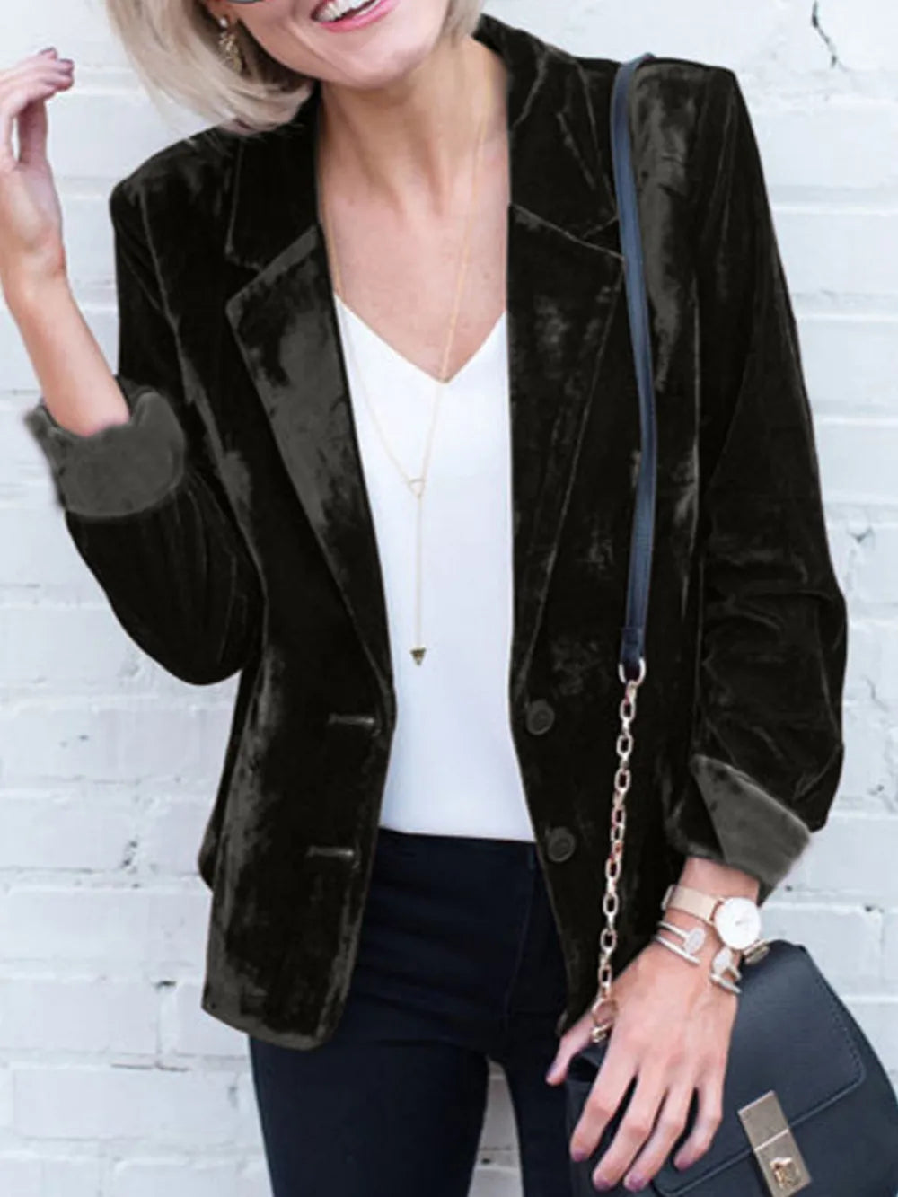 Buttoned Lapel Collar Blazer – Unlined Casual Chic Jacket