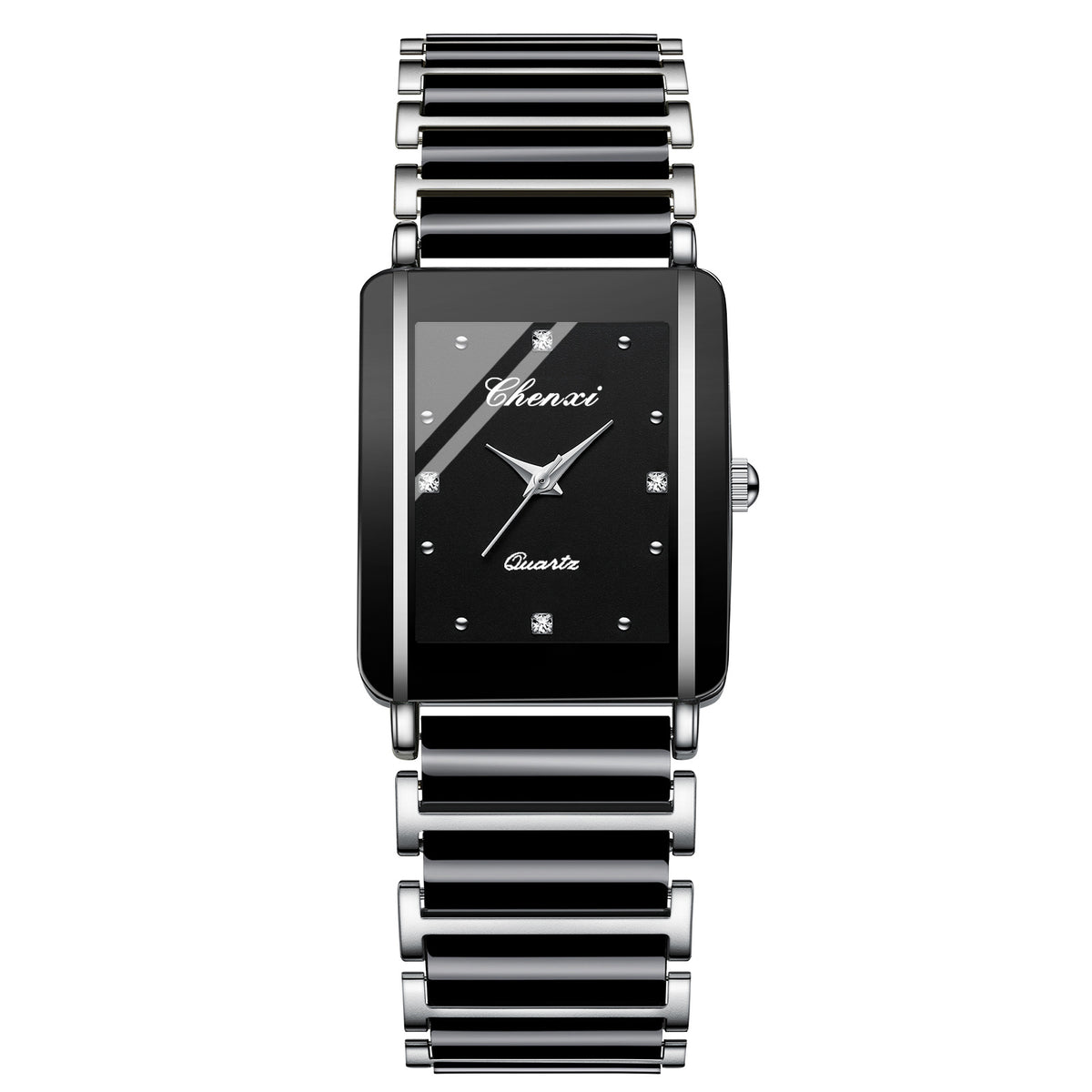 Montre Couple Carrée Céramique Quartz – Homme & Femme, Bracelet Céramique Élégant