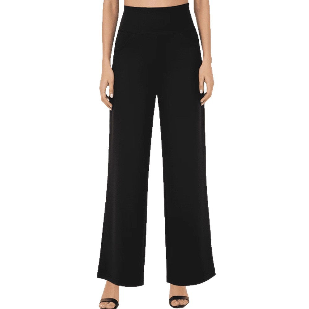 Pantalon large femme avec poches – Coupe droite, style casual