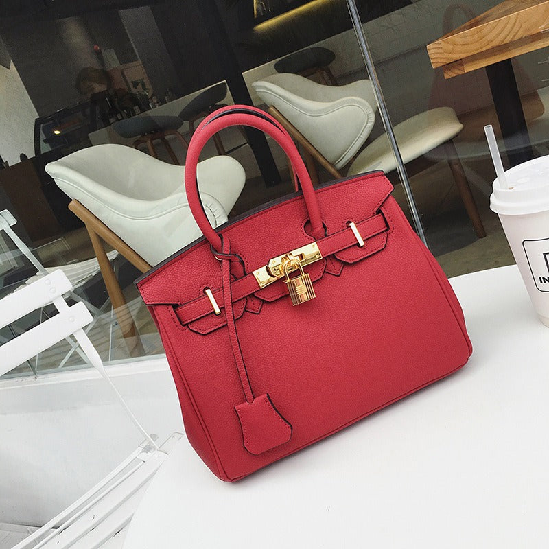 Women's Litchi Grain Handbag – PU Leather Crossbody Bag