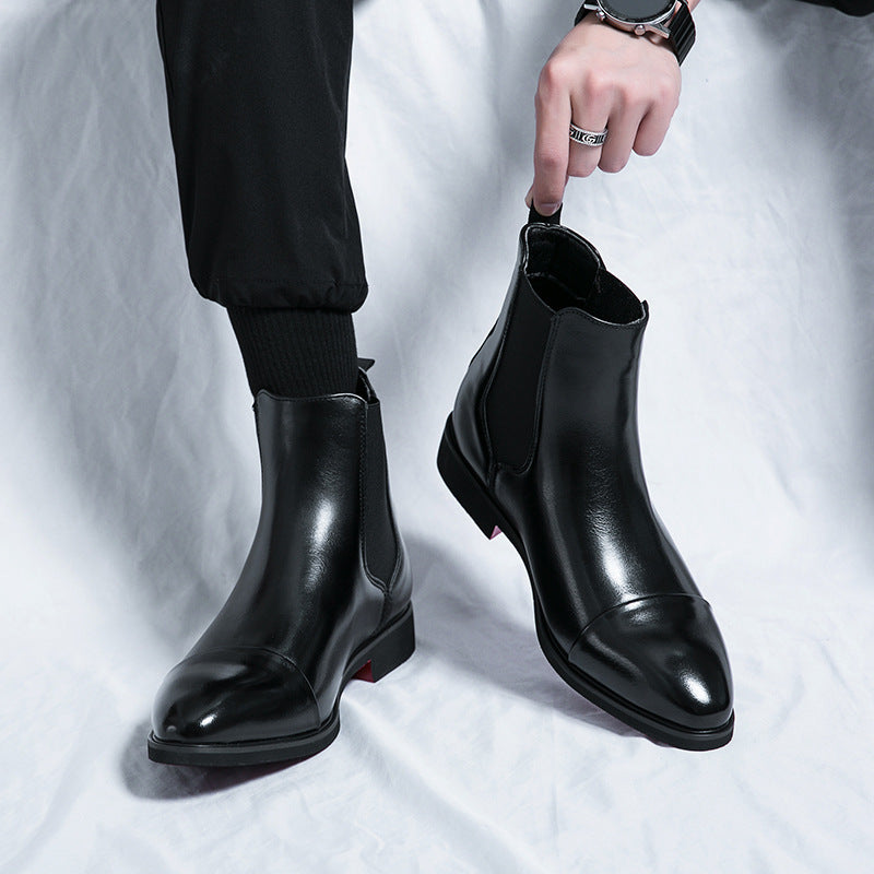 Bottines Chelsea homme à bout pointu et semelle rouge