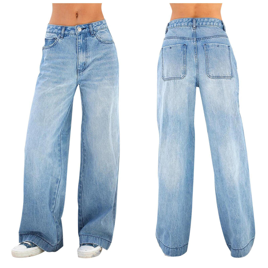 Women's mid-rise wide-leg jeans – Loose fit, business casual style