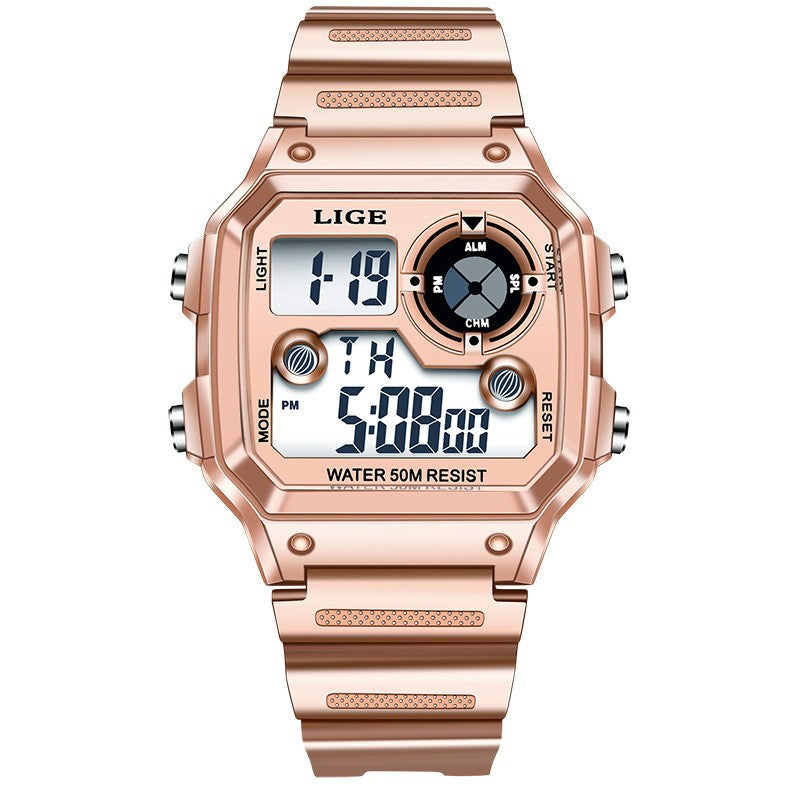 LIGE Elektronische Herrenuhr – Leuchtend, Chronograph & Wasserdichter Alarm 30M