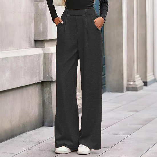 Pantalon Large Femme – Coupe Droite et Taille Mi-Haute