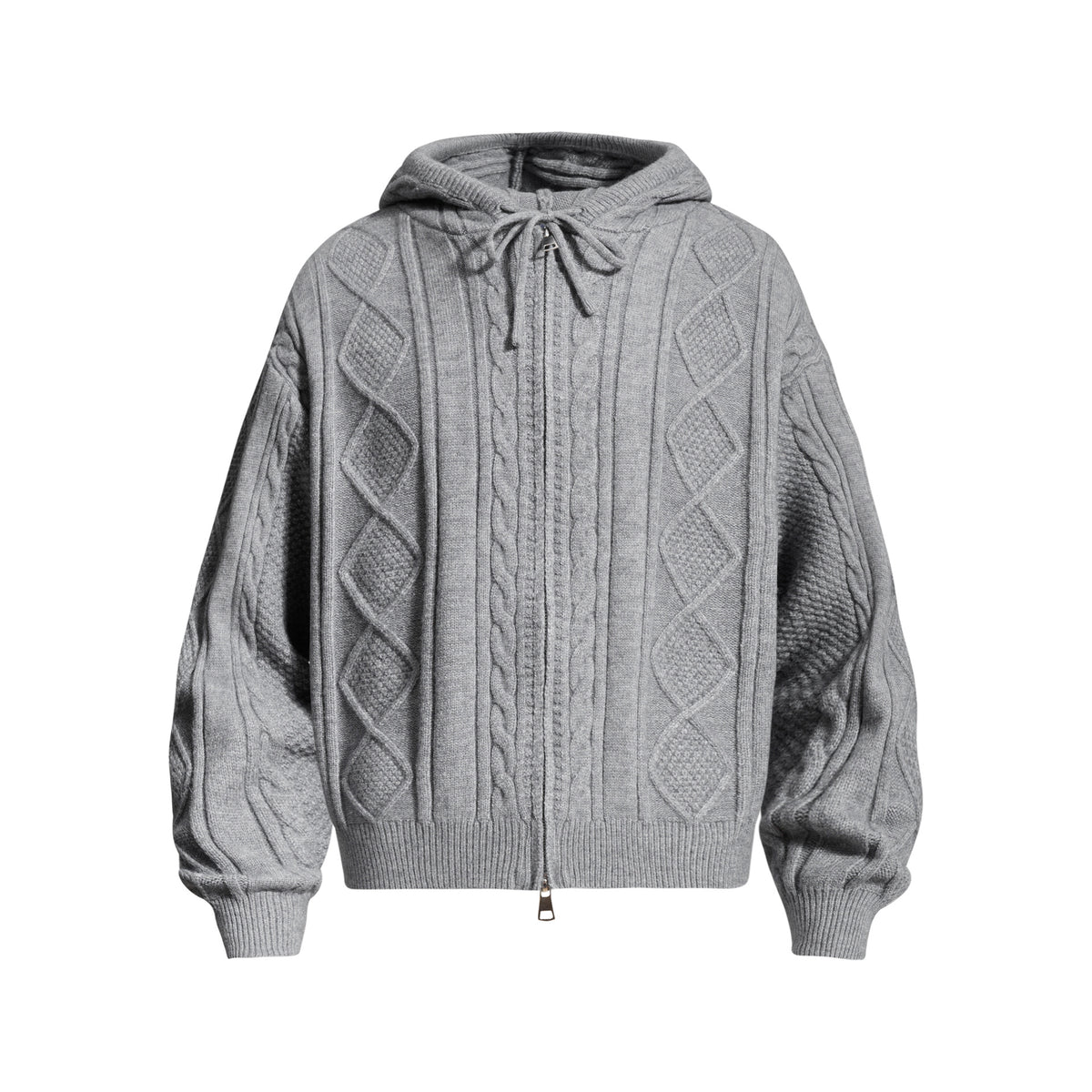 Gilet Homme Zippé à Capuche – Maille Torsadée