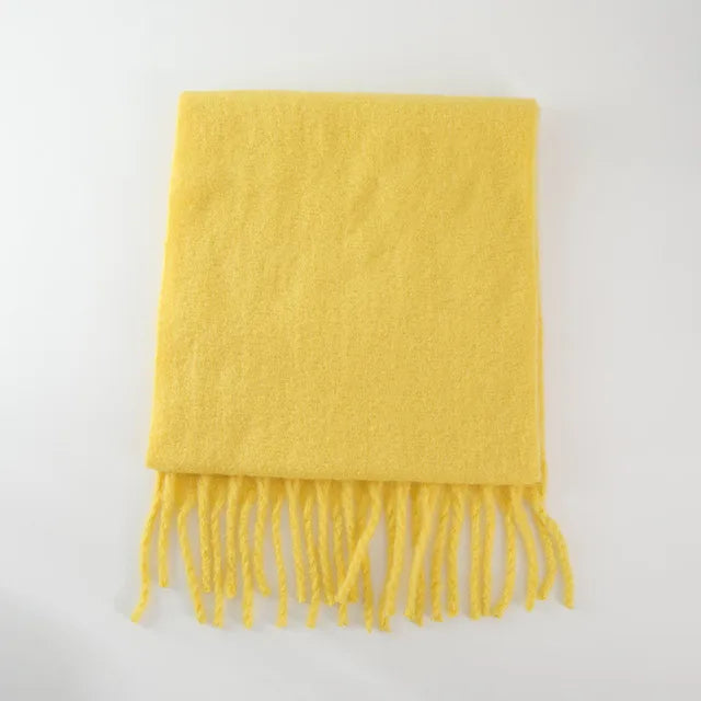 Grande écharpe femme unie à franges 45 × 227 cm