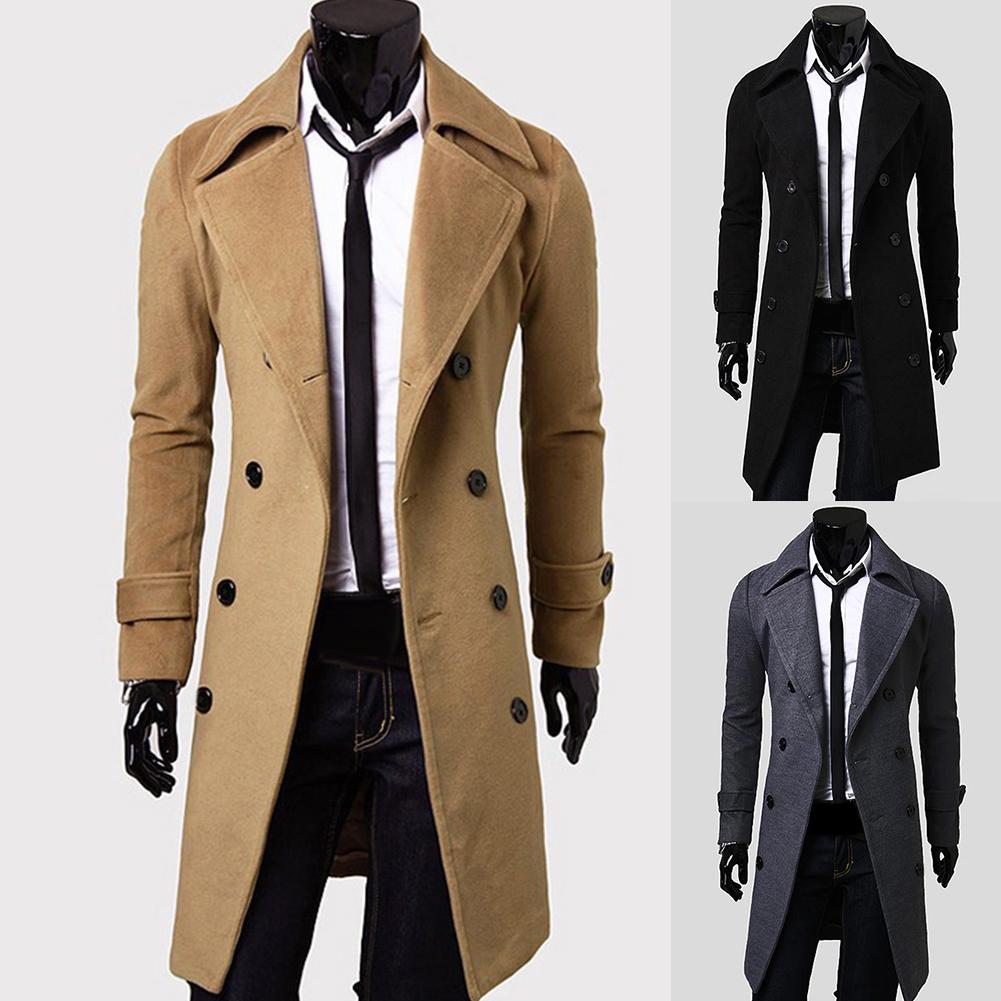 Manteau Long Double Boutonnage Homme – Pardessus Business Chaud Hiver