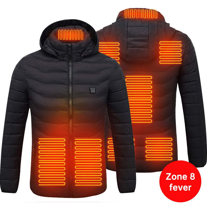 Veste Chauffante Connectée USB – Doudoune à Capuche Imperméable Homme