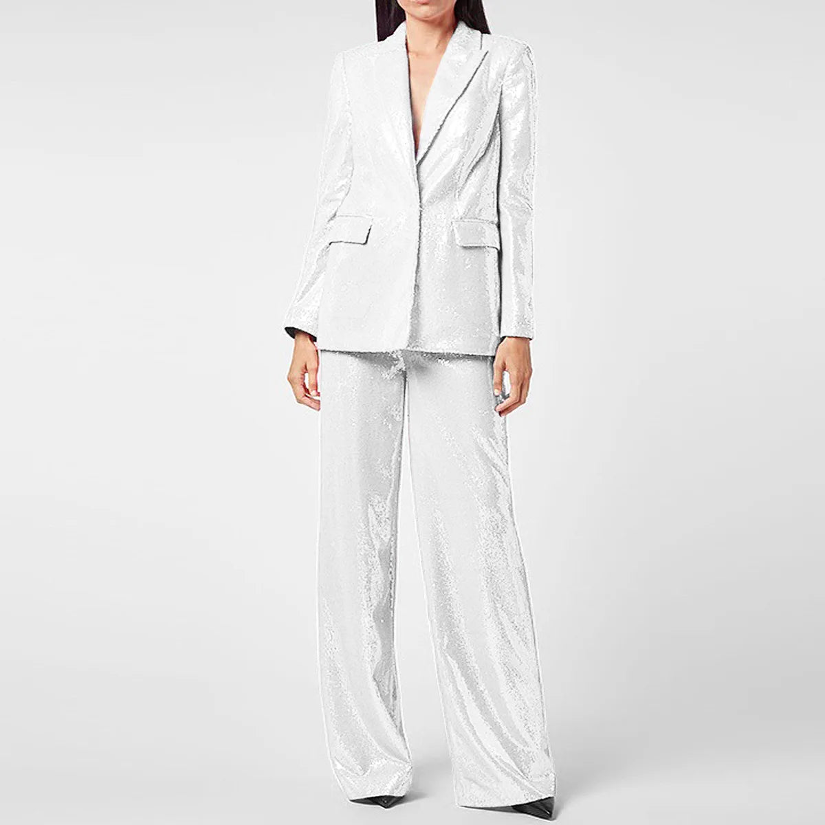 Tailleur pantalon femme à sequins – Ensemble deux pièces