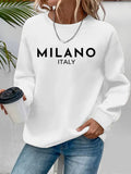 Sweat femme en coton à col rond imprimé MILANO ITALY