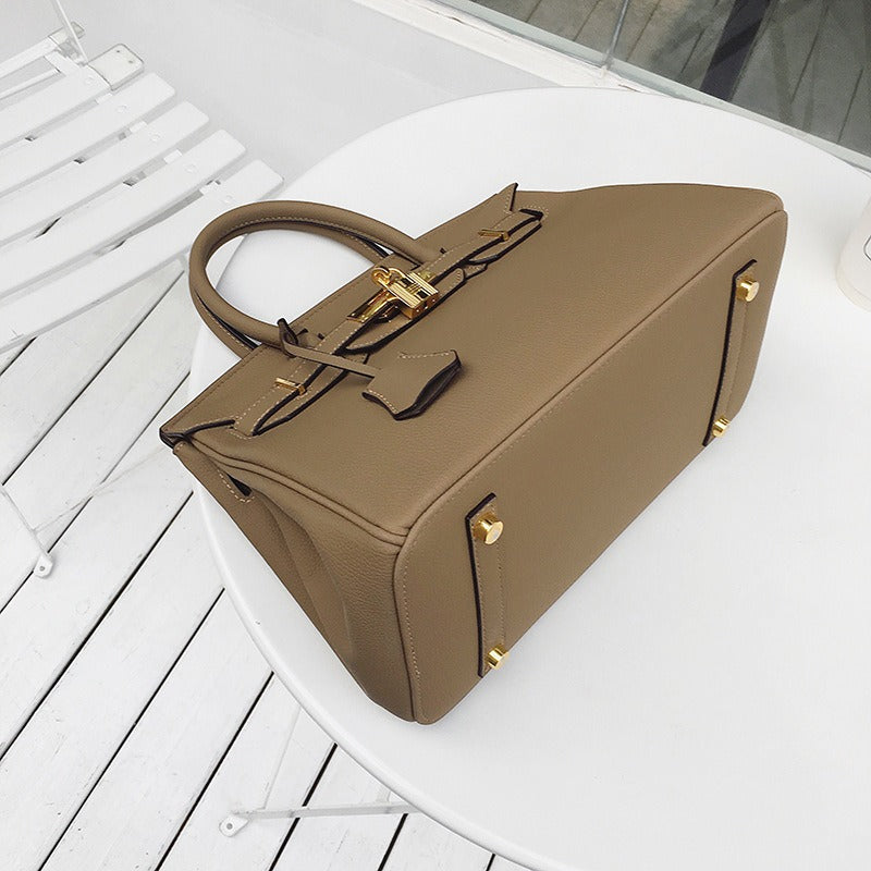 Damenhandtasche Litschi-Maserung – Umhängetasche PU-Leder