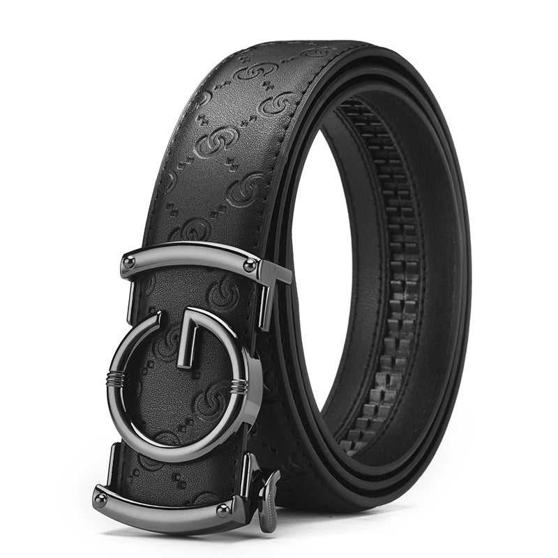 Ceinture homme en cuir à motifs et boucle automatique
