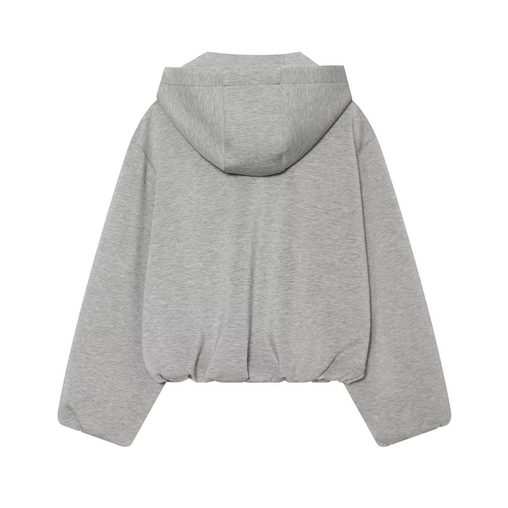Veste Hoodie Zippée à Capuche et Cordons – Coupe Courte