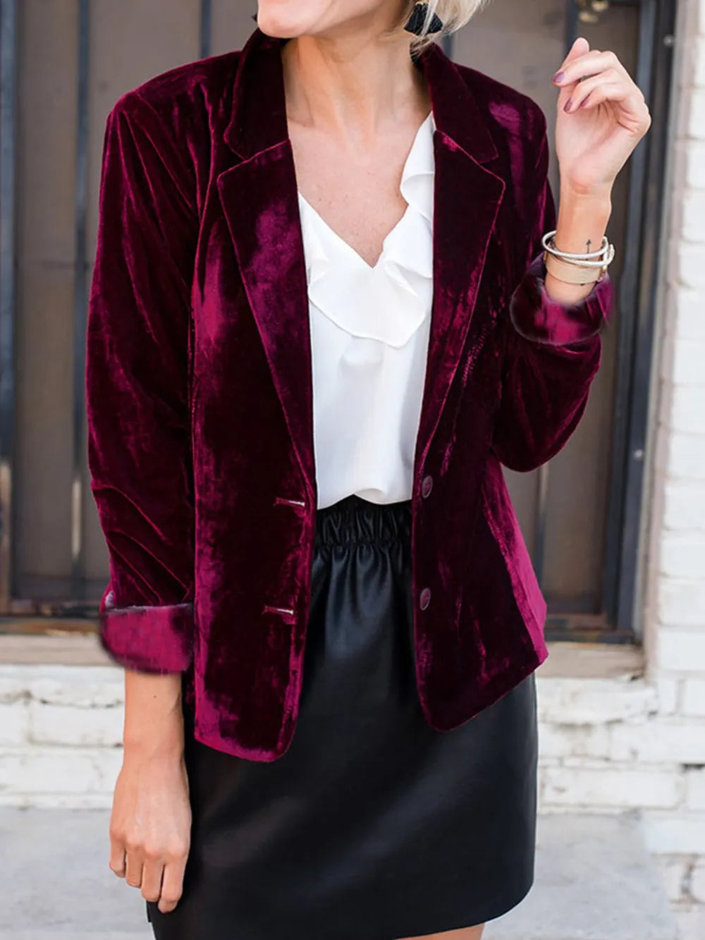Blazer mit Reverskragen und Knopfleiste – Ungefütterte Casual-Chic-Jacke