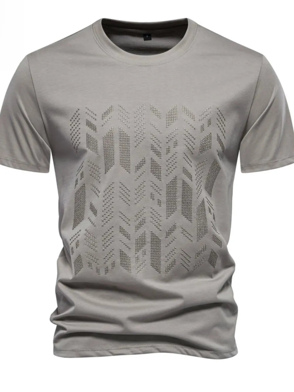 T-shirt homme à motifs géométriques brodés, col rond