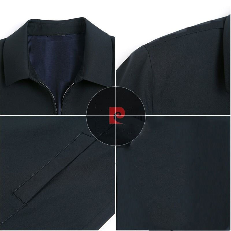 Manteau homme hiver col rabattu – Veste zippée manches longues poches latérales