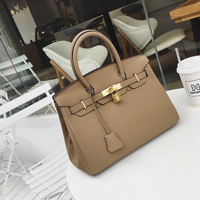 Women's Litchi Grain Handbag – PU Leather Crossbody Bag