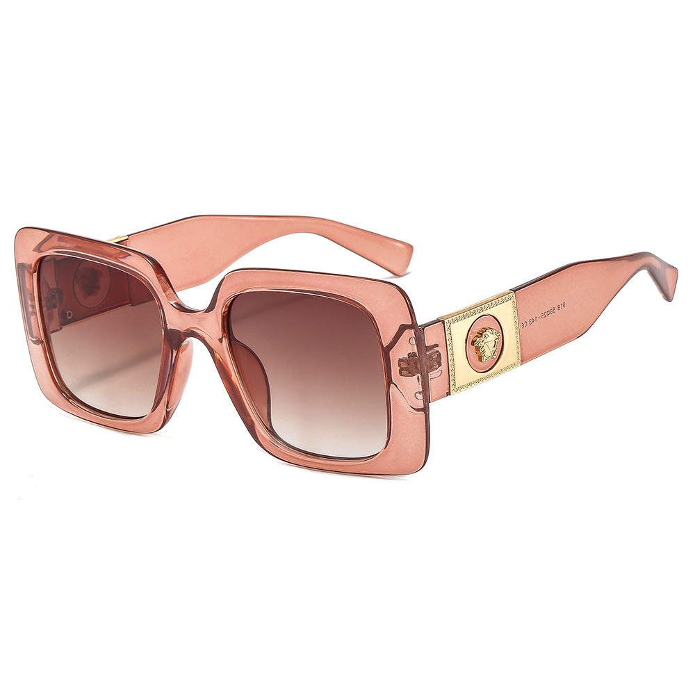 Trendige zweifarbige Sonnenbrille – Floral- & Ins-Stil, PC-Rahmen