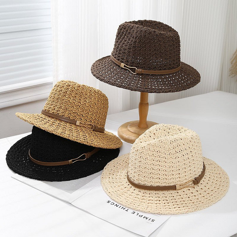 Chapeau d’été femme ajouré à ruban contrastant