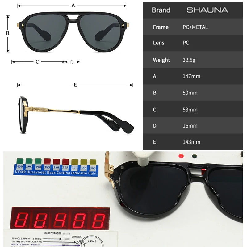 Lunettes de Soleil Aviateur Rétro Double Pont avec Rivets – Style Luxe Unisexe