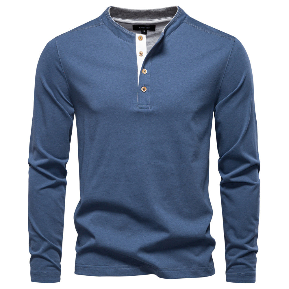 T-shirt homme à col tunisien et manches longues