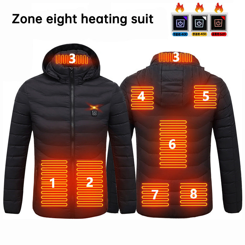 Veste Chauffante Connectée USB – Doudoune à Capuche Imperméable Homme