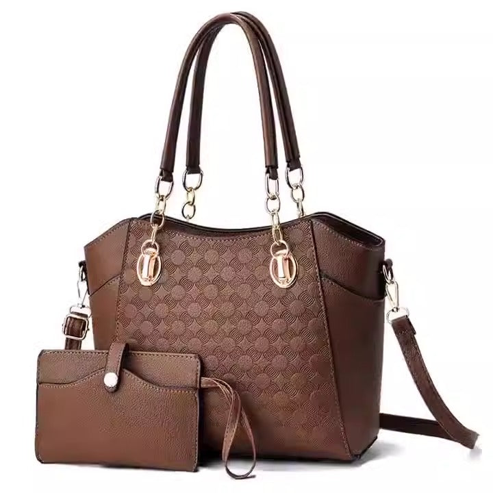 Large 2-in-1 Women's Tote Bag – Retro Style PU Leather Chain Tote Bag