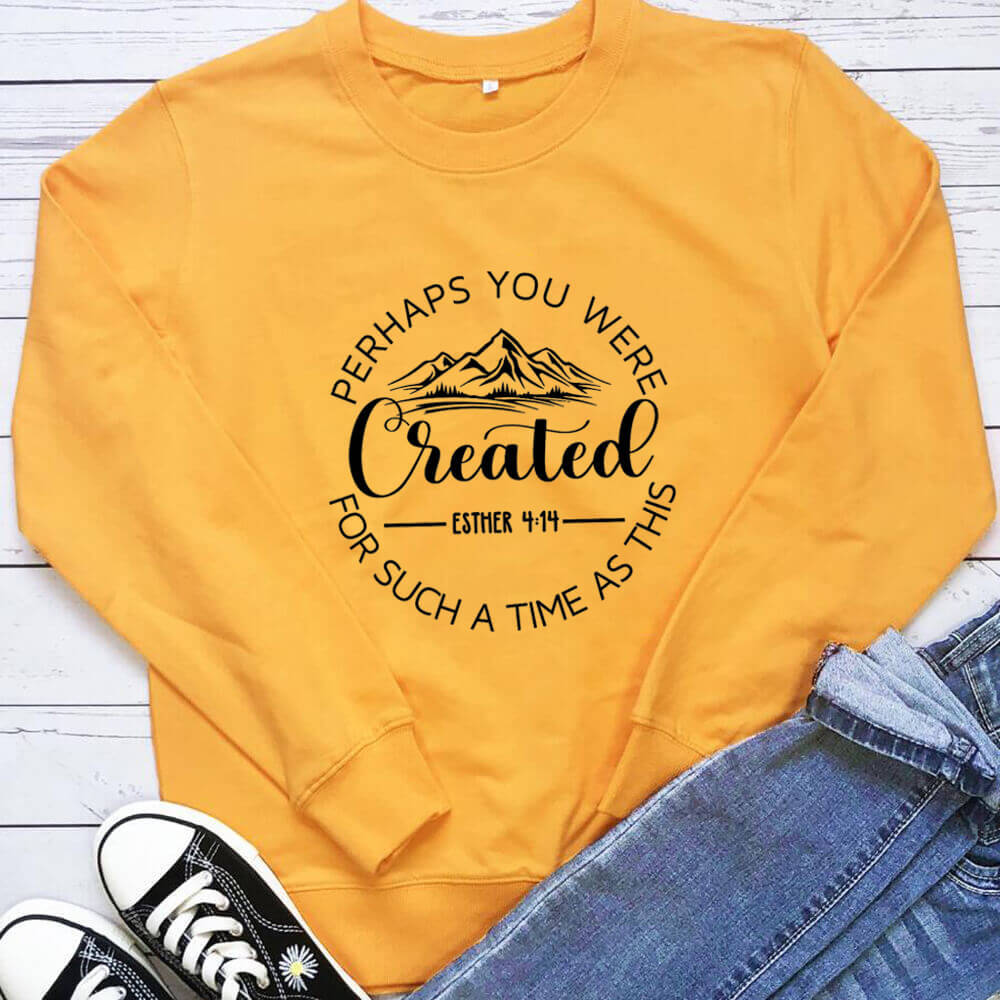 Sweat femme ample imprimé « Maybe You Were Created »