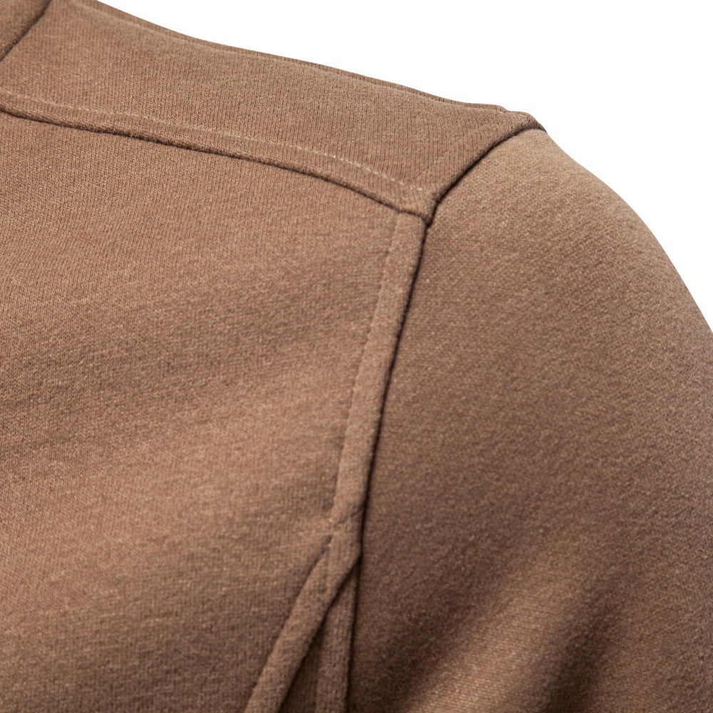 Sweat homme à col montant zippé – Marron, noir ou gris foncé
