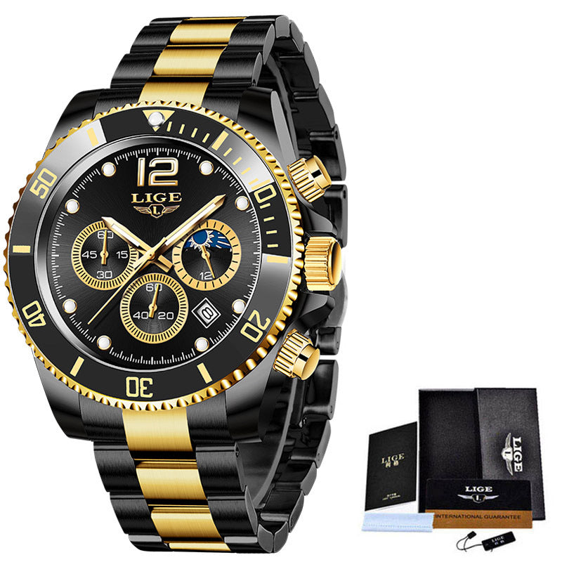 Herren-Sportuhr Chronograph Quarz – Edelstahl wasserdicht 30M