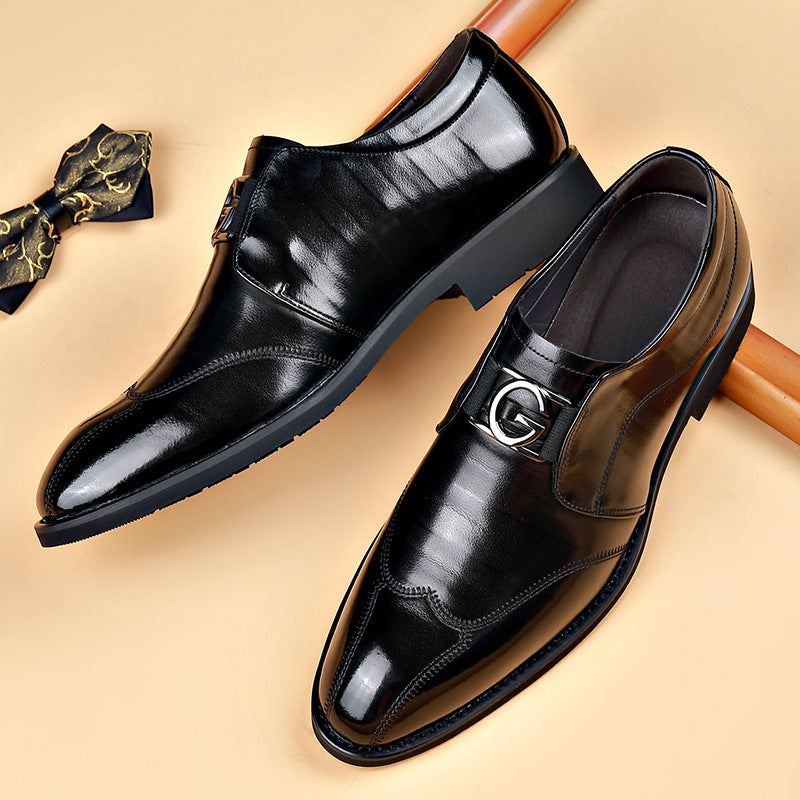 Chaussures Homme en Cuir Véritable – Bout Pointu, Sans Lacets, Mariage & Business