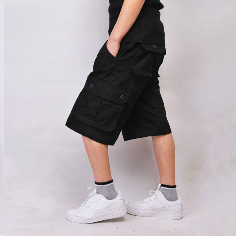 Bermuda cargo homme en coton à poches multiples