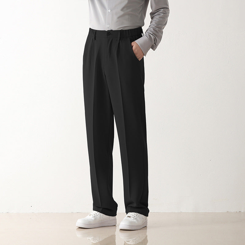 Pantalon habillé homme à pinces, coupe droite ample