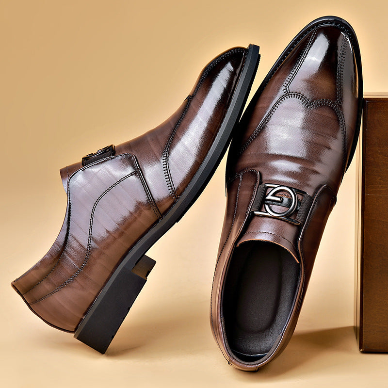 Chaussures Homme en Cuir Véritable – Bout Pointu, Sans Lacets, Mariage & Business
