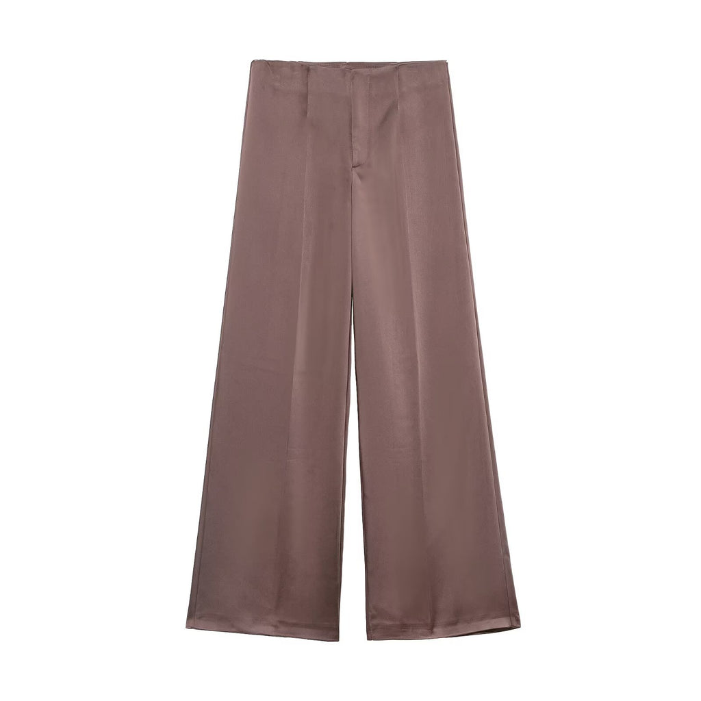 Ensemble tailleur femme 3 pièces taupe – Blazer, bustier et pantalon large