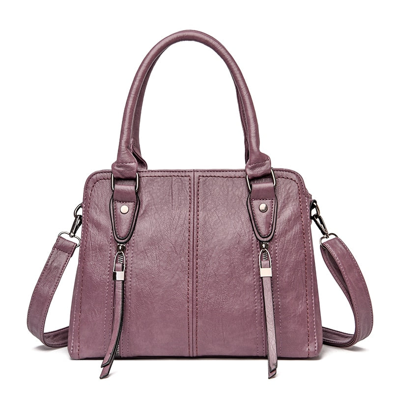Women's Faux Leather Retro Large Capacity Handbag – Casual Chic Shoulder Bag