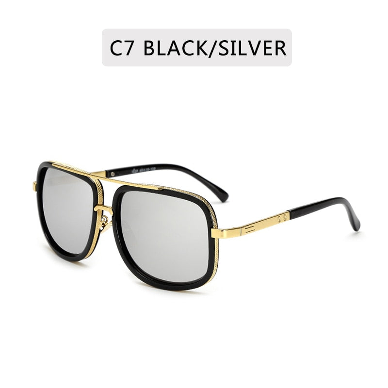 Lunettes de Soleil Grand Cadre Carré – Monture Métal Rétro Vintage Homme & Femme